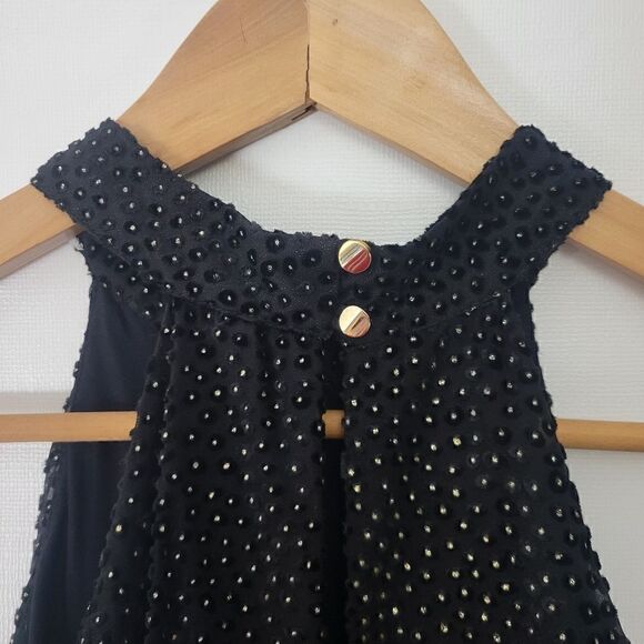 Zara Trafaluc Dobby Black and Gold Dots Halter Keyhole Top - Picture 8 of 11